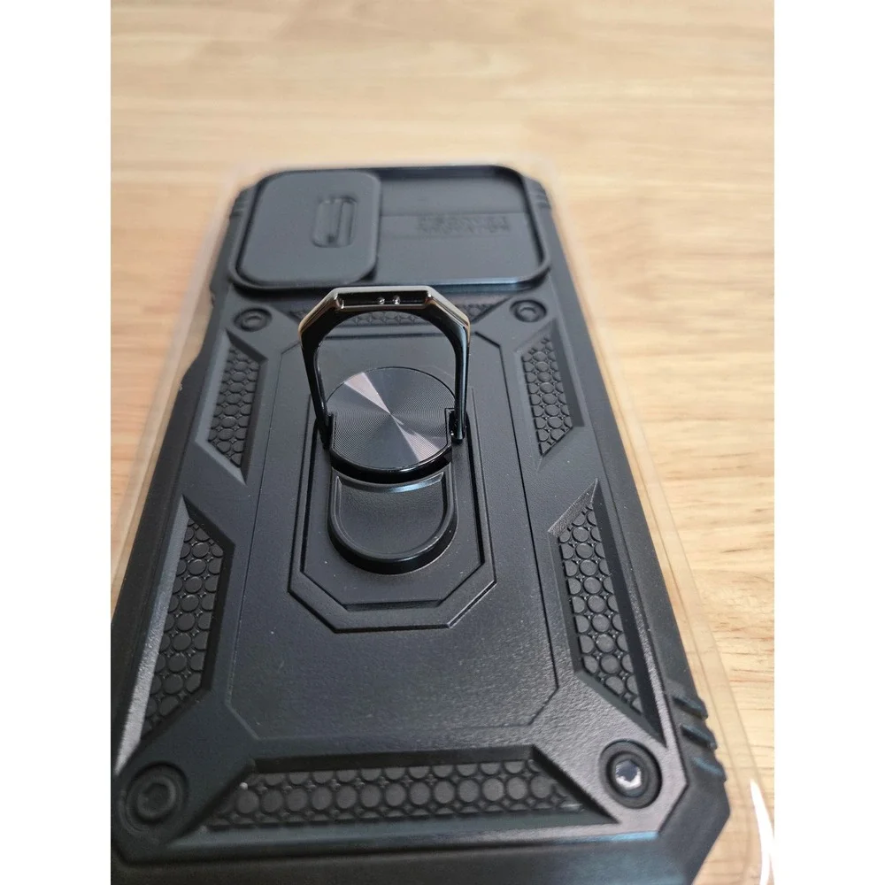 LeYi Samsung Galaxy A16 5G Case Rugged Armor Kickstand Slide Camera Cover Black